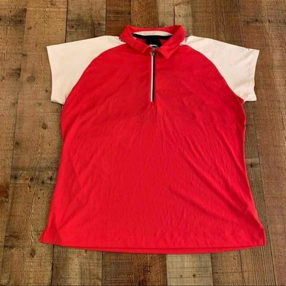 Slazenger womens size XL golf short sleeve polo in pink and white